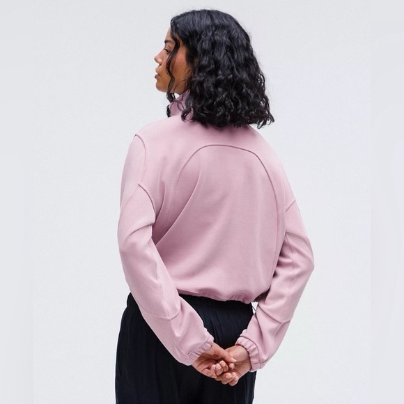 Lululemon Brushed Softstreme Half Zip Hoodie Pullover Rose Blush Size 12 NWT - Picture 2 of 16